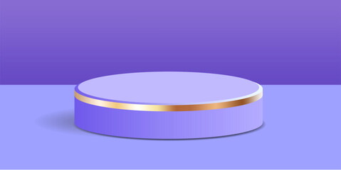 cylinder podium tube circle podium with gold strip stage 3d Abstract minimal scene mockup products display studio, Stage showcase. Vector geometric forms