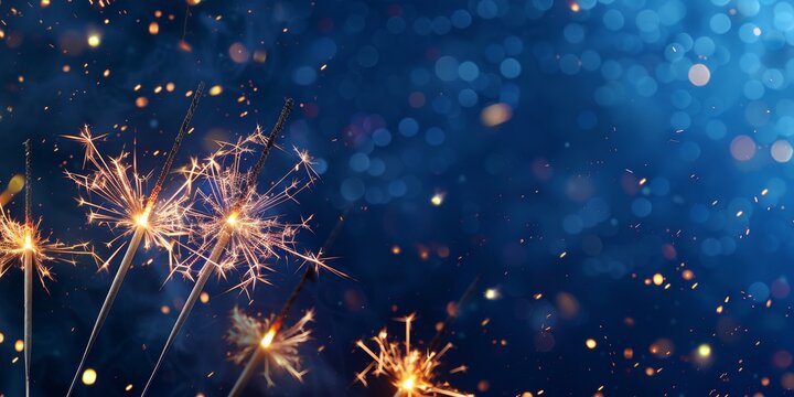 Celebration with Sparklers on a Festive Night is a Memorable and Jubilant Moment, full of Bright and Colorful Sparkling Lights, a Dazzling and Exciting Event under the Glowing and Luminous night sky