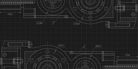 Engineering education. Technology background. Technical drawing .Vector illustration .