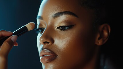 Obraz premium Professional Makeup Artist Applying Foundation