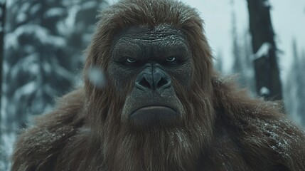 Bigfoot in the Snow: A Close Up Portrait of a Mythical Creature