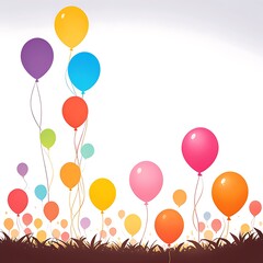 Colorful balloons floating with ribbon tied