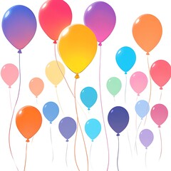 Colorful balloons floating with ribbon tied