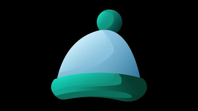  Winter Cap Icon. Cap icon animation in flat line style on transparent background. cap icon animation. 