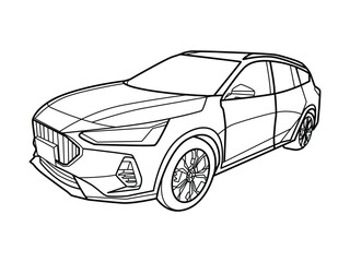 Classic car line art illustration