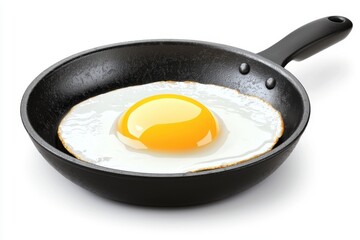Cheerful egg frying in a pan, sunny kitchen environment, cozy morning feel, 3D illustration