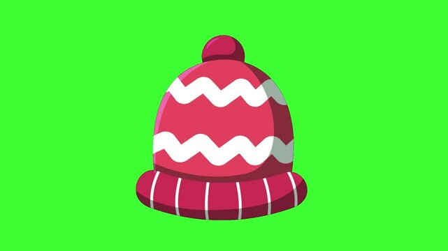  Winter Cap Icon. Cap icon animation in flat line style on transparent background. cap icon animation. 