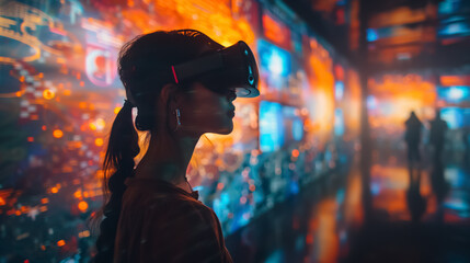 Fototapeta premium VR Experience with Hologram Technology for Group Viewing