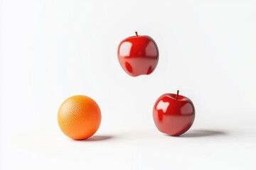Obraz premium Playful apple playing catch with oranges, orchard backdrop, fall theme, 3D illustration