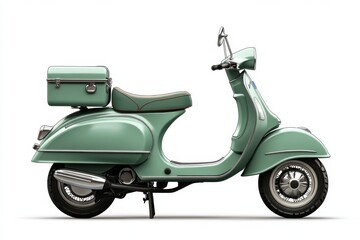 Obraz premium Vintage Green Scooter with Luggage Rack