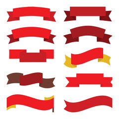 Ribbons and banners, curved scroll flags stickers