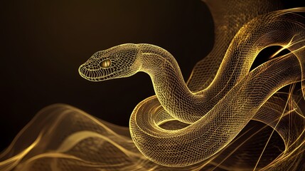 Fototapeta premium traditional chinese golden line snake illustration poster background
