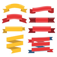 Ribbons and banners, curved scroll flags stickers