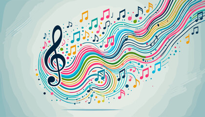 Obraz premium Conceptual vector illustration of sheet music.
