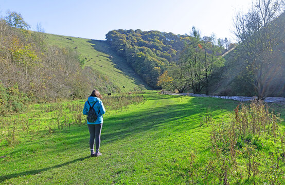 Adele on the footpath to Milldale, Derbyshire.