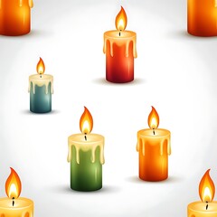 Radiant candle with dripping wax and luminous flame In a vector illustration white background