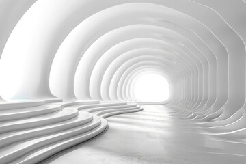 Obraz premium Abstract white background with lines in the form of an arch, curved surface. Vector illustration. Abstract wallpaper for design, presentation and banner on website page, clean background