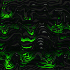 Black-Green Depths Toxic green geometric waves. Seamless pattern