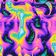 Neon Swirls Explosion. Seamless pattern.