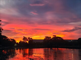 sunset over the lake