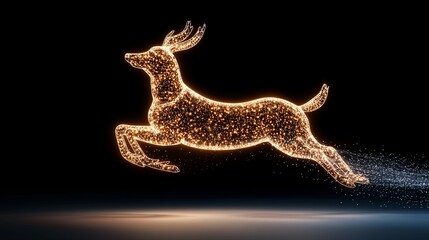 Obraz premium Glowing Sleigh with Twinkling Lights and Santa Imagery