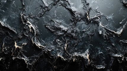 Fototapeta premium Abstract black and gold textured background with flowing, swirling, and wave-like pattern.