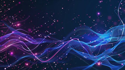 Abstract Digital Waves and Glowing Particles