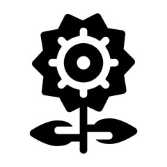 Sun Flower Glyph Icon Vector