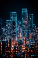 Obraz premium Smart AI society, digital cityscape, advanced technology, futuristic design