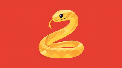 Obraz premium Traditional Chinese New Year red background with golden abstract snake illustration poster background