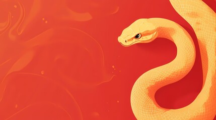 Fototapeta premium Traditional Chinese New Year red background with golden abstract snake illustration poster background