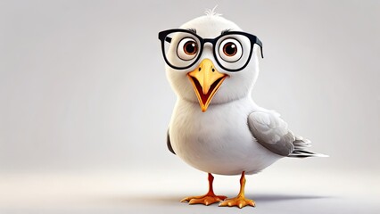 A cartoon style Seagull bird funny isolated on a white background