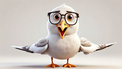 A cartoon style Seagull bird funny isolated on a white background