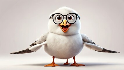 A cartoon style Seagull bird funny isolated on a white background
