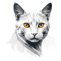 Obraz premium Tabby cat vector art with amber eyes in a white background