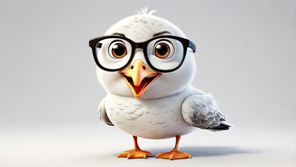 A cartoon style Seagull bird funny isolated on a white background