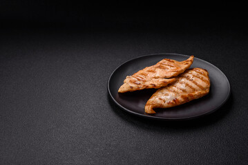 Delicious fresh grilled chicken fillet with spices and herbs