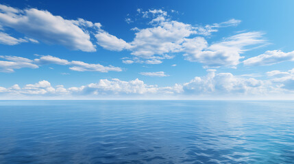 Fototapeta premium sky over calm sea. Blue sea and sunny sky on horizon over calm water