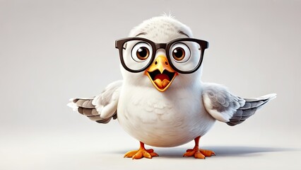 A cartoon style Seagull bird funny isolated on a white background