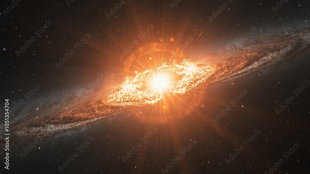 Wall mural A bright supernova explodes in a galaxy.