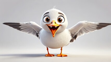 A cartoon style Seagull bird funny isolated on a white background