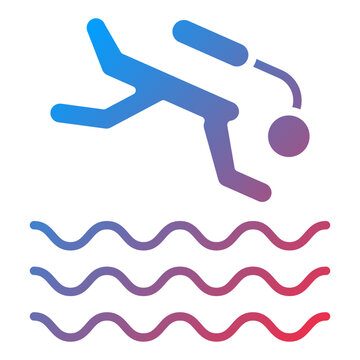 diver diving into water gradient style clip art preview