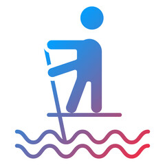 Standup Paddleboarding Icon Style