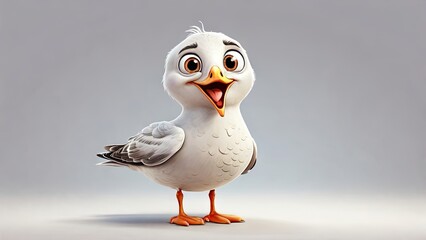A cartoon style Seagull bird funny isolated on a white background