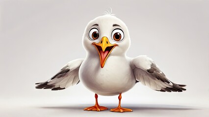 A cartoon style Seagull bird funny isolated on a white background