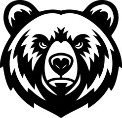 Angry bear head. Grizzly Bear Mascot Head. Design element for logo, label, sign, badge.