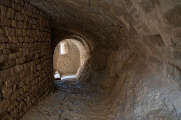 Loarre Castle, Romanesque Castle and Abbey near the town of the same name, Huesca Province in the Aragon autonomous region of Spain. It is one of the oldest castles in Spain, on a Summer Day