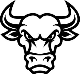 Bull head in engraving style. Design element for logo, label, emblem, sign, poster. Vector image