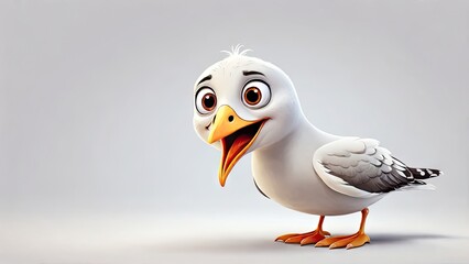 A cartoon style Seagull bird funny isolated on a white background