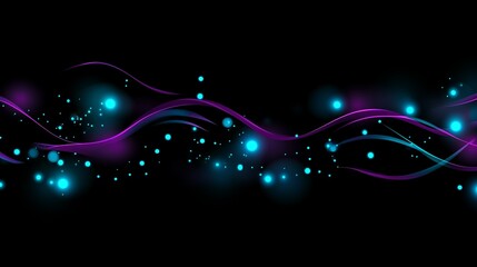 A dark, abstract background with glowing blue dots glowing neon light and purple lines, creating a sense of depth and mystery, futuristic technology light scene.
